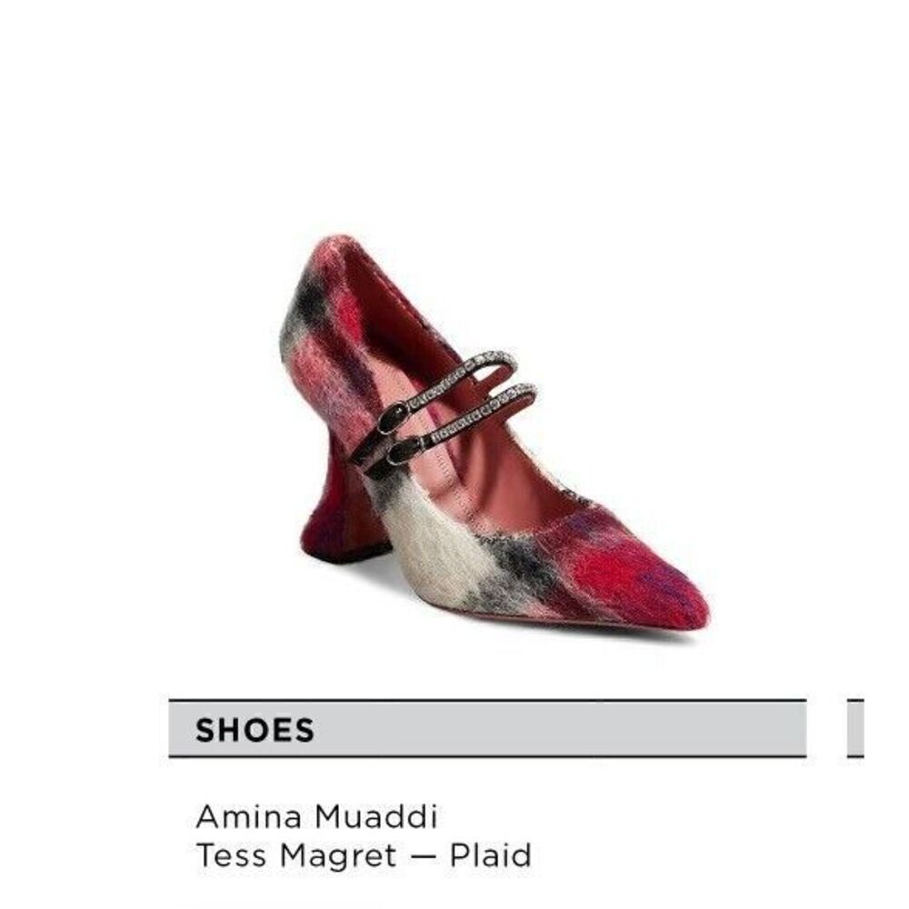 NIB Amina Muaddi Tess Magret Christmas Plaid EUR 37.5/US 7